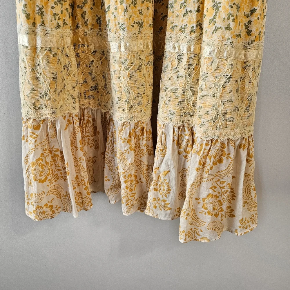 Nolita Yellow and White Lace Floral Midi Dress - Picture 6 of 7